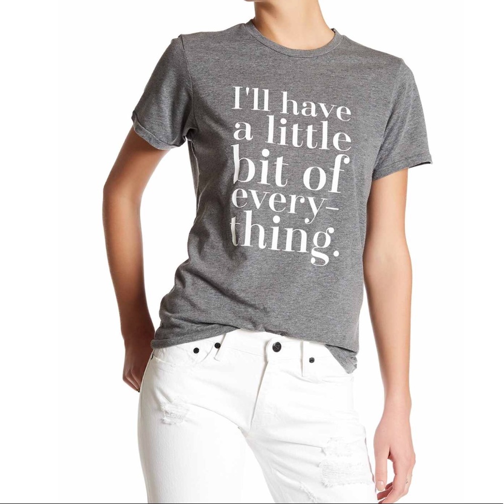 Cotton Blend Tee Shirt Statement Gray White NWT - Picture 1 of 2